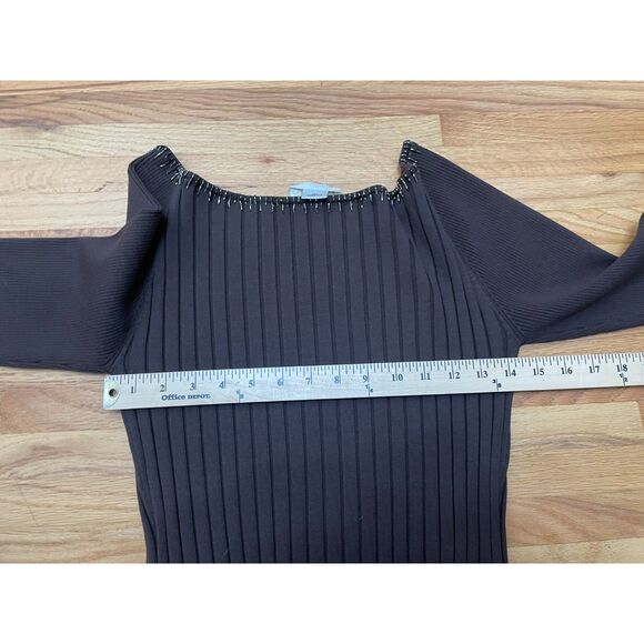 Cache Women's M Brown Blouse Silk Top Beaded Y2k Boho Scoop Neck Vintage - Picture 6 of 9